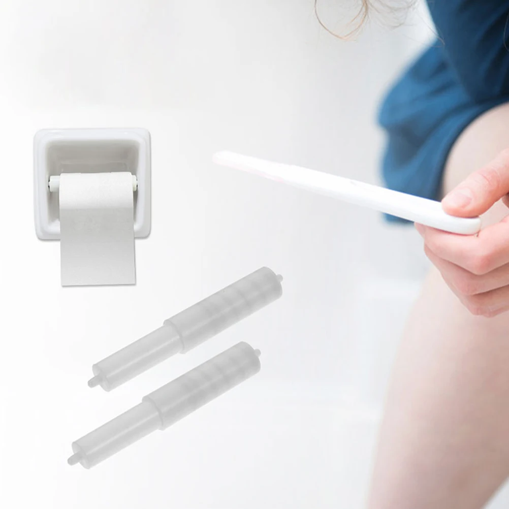 

2Pcs ToiletPaperHolder PlasticWhite StainlessSteel Roller Carton Accessories Replacement SimpleTissueRod BathroomHotel