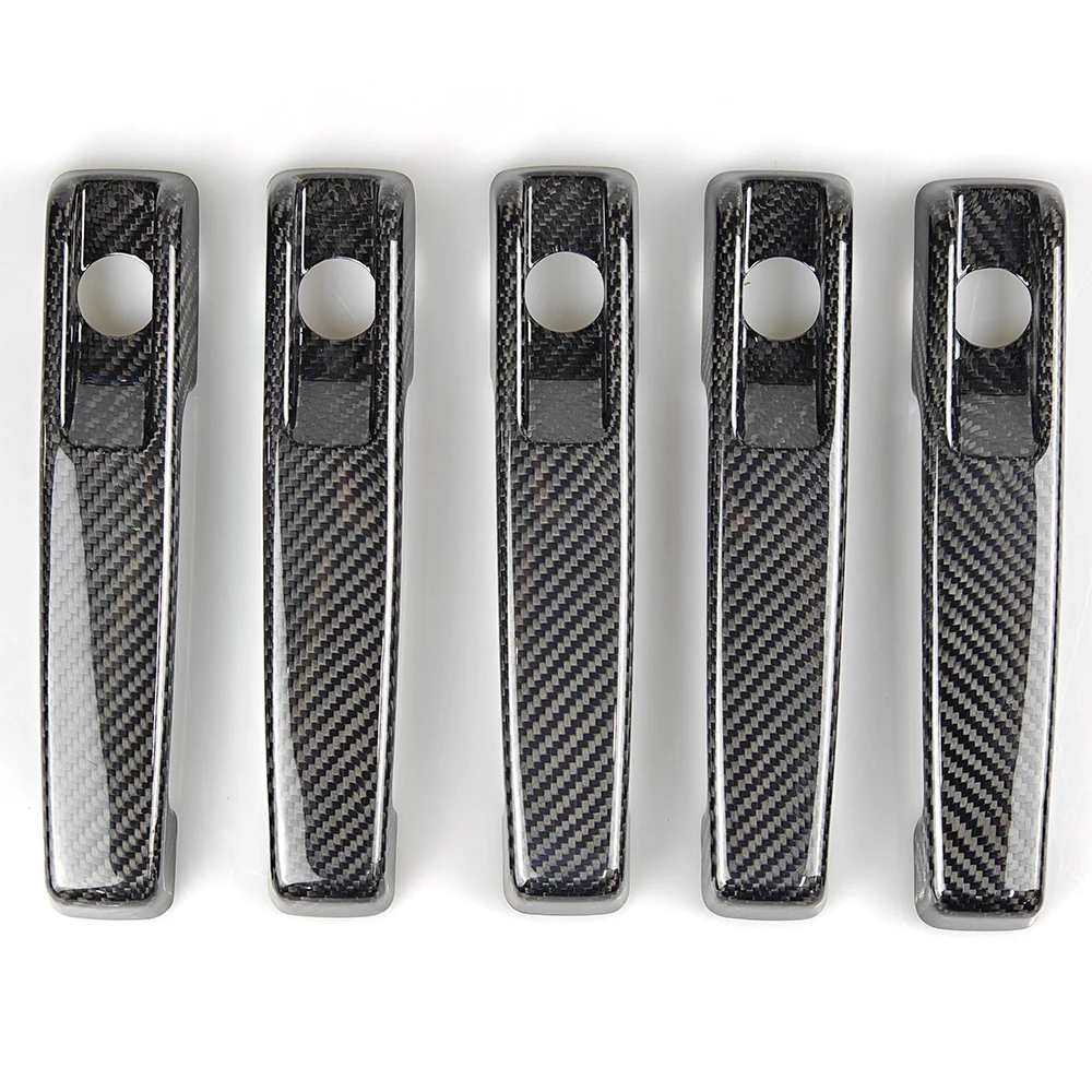 Real Dry Carbon Fiber Click On Door Handle Covers Trims Made For 2001-2023 Mercedes G Class Wagon w463 G500 G63 G65 5pcs