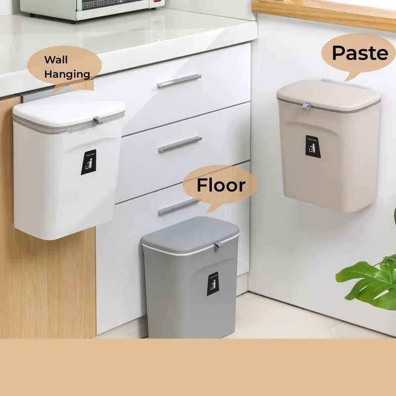 

Cyrusher Kitchen Garbage Cans Wall-Mounted Garbage Cans Home Cabinet Door Bathroom Hanging Sliding Cover Waste Basket Basket