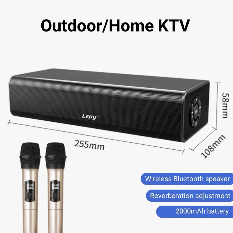 

Family KTV 2-in-1 Portable Karaoke Wireless Speakers With 2 Mic Stereo Surround Subwoofer Outdoor High-power Bluetooth Speakers