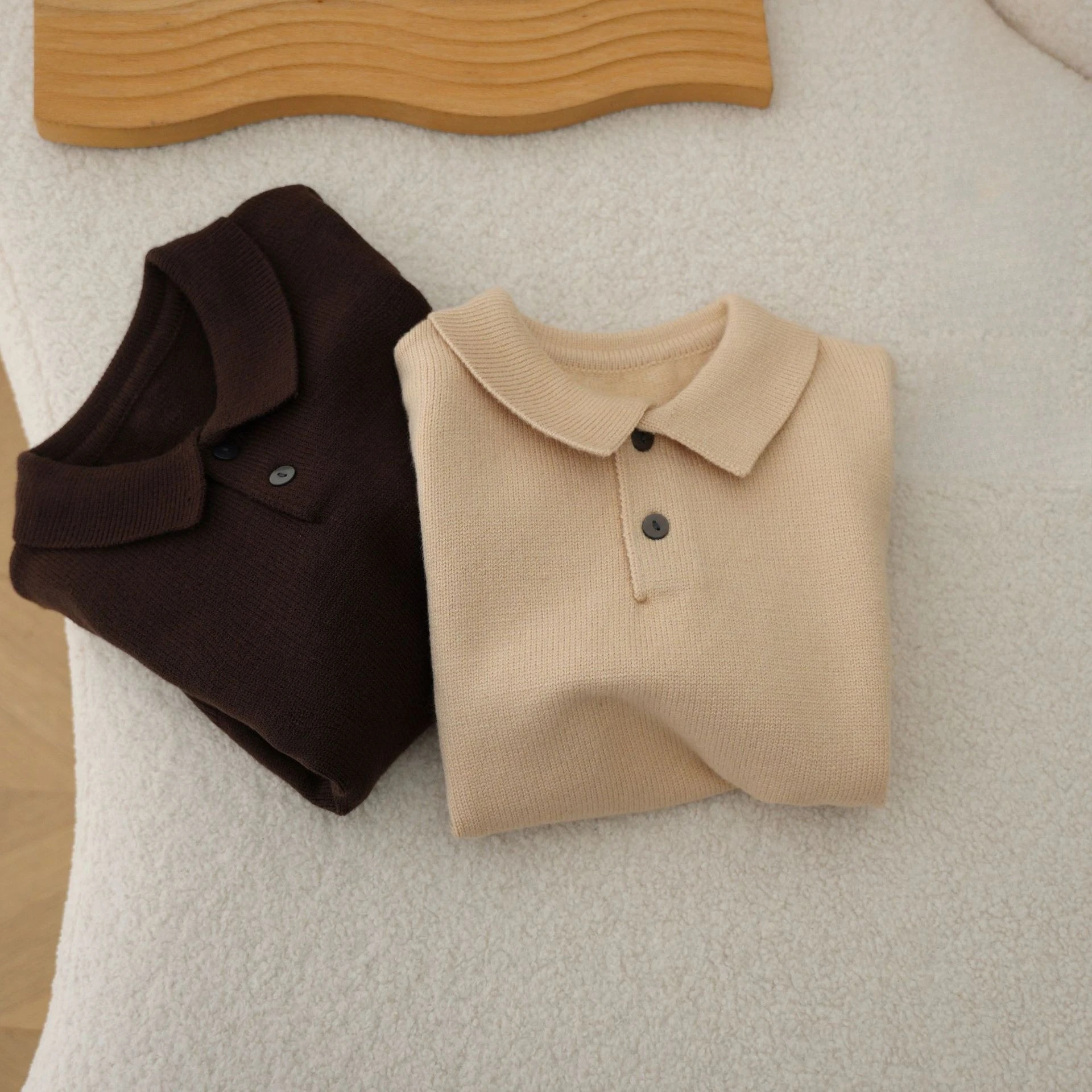 Boys Loose Fit Knit Pullover – Small Lapel Collar Long Sleeve Top, Winter Base Layer for Kids Winter Clothes for Girls