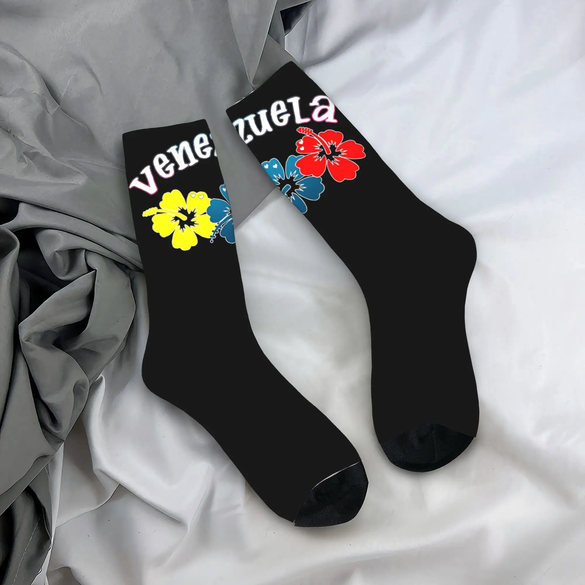 Chaussettes Unisexes Décontractées avec Trois Fleurs, Accessoires Confortables, Absorbant la Sueur