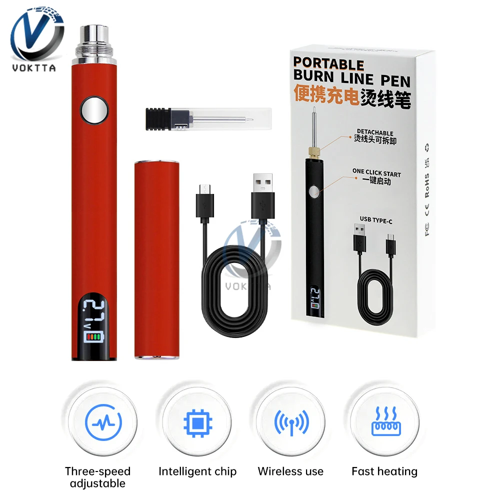 510 ด้ายชุดหัวแร้งขนาดเล็ก 650mAh ไร้สาย USB หัวแร้งไฟฟ้า 330-450 ℃   เครื่องมือเชื่อมซ่อมแซมความร้อนแบบปรับได้