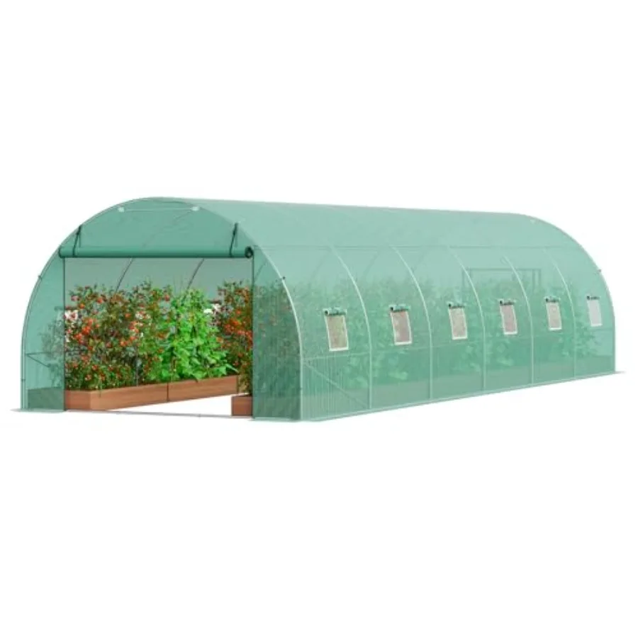 Walk-in Tunnel house, x6.5 Feet Hoop House house Tunnel, Plant Hot House with Galvanized Steel Frame, PE Cover, Roll-up Zipper