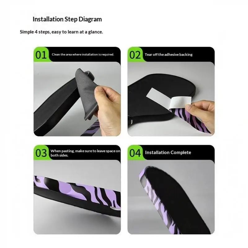 Zebra Print Pickleball Paddle Edge Protection Tape Flexible High Adhesion Matte Fit Curved Edges of All Paddle Sizes