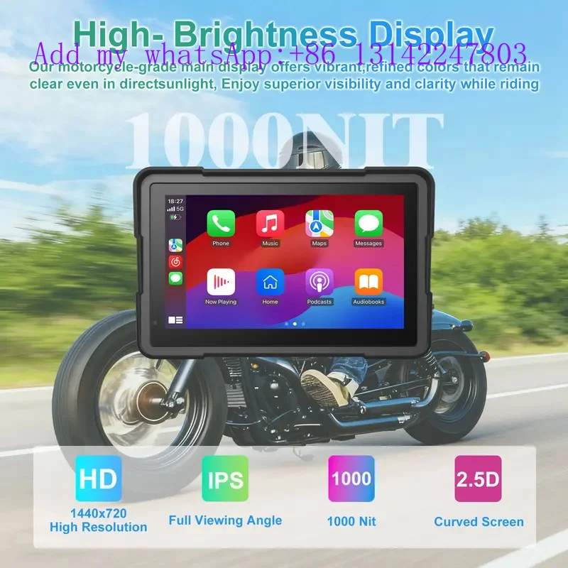 7 Inch Wireless CarPlay Auto Portable Digital Motorcycle Dashboard GPS Navigation For  R1300GS R1250GS Screen