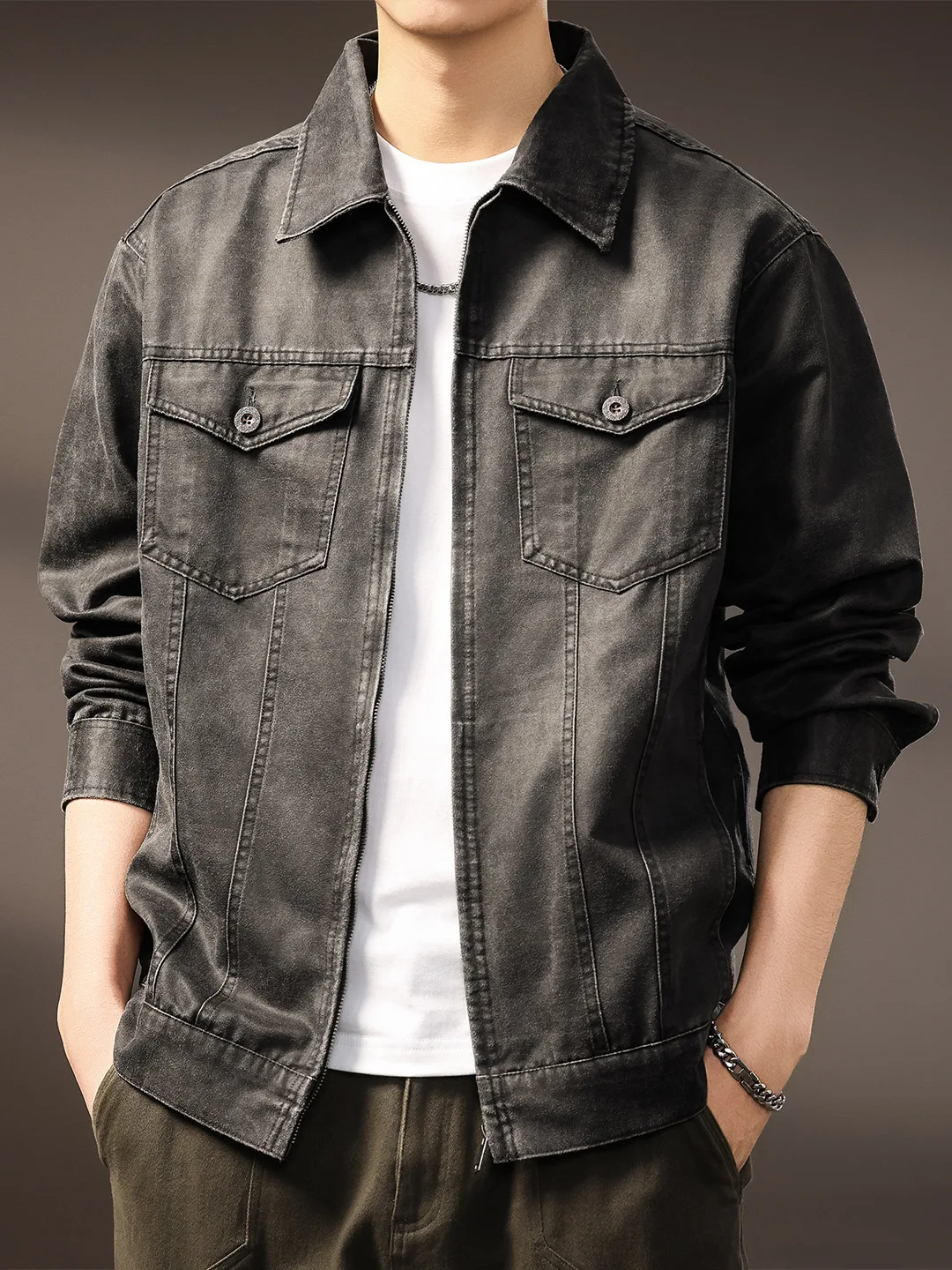 

Высококачественная кожаная рабочая одежда в стиле ретро с масляным воском, мужская осенняя новая трендовая брендовая американская мотоциклетная верхняя одежда, повседневная свободная посадка