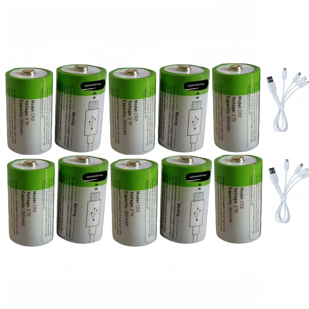 10 шт., перезаряжаемые литиевые аккумуляторы CR2, 300 мАч, 3,7 в