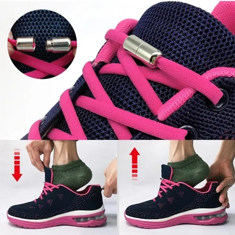 45be 5 pares unisex cordones elásticos cápsula metal cápsula metal hebillas bloqueo sin corbata para