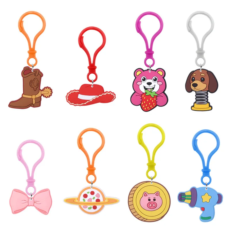Wholesale Mixed 8 Styles Cartoon PVC Pendant Soft Rubber Bag Charm Cowboy Boot Hat Bear Dog Bow Backpack Hanging Ornament Gift
