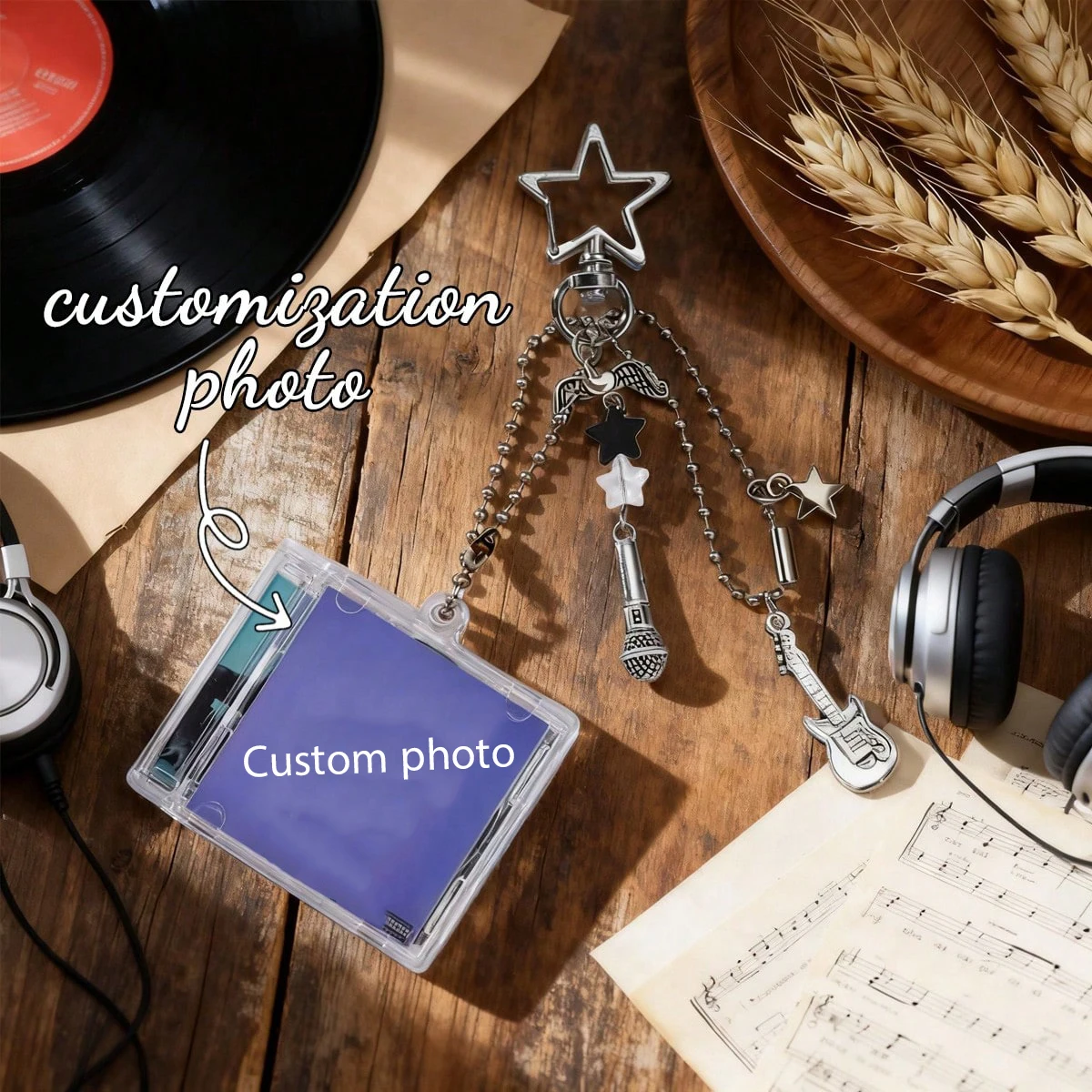 Custom Play-NFC Mini Album CD Keychain, Custom Album Cover Photo Keyring, Music Themed Keepsake Gift