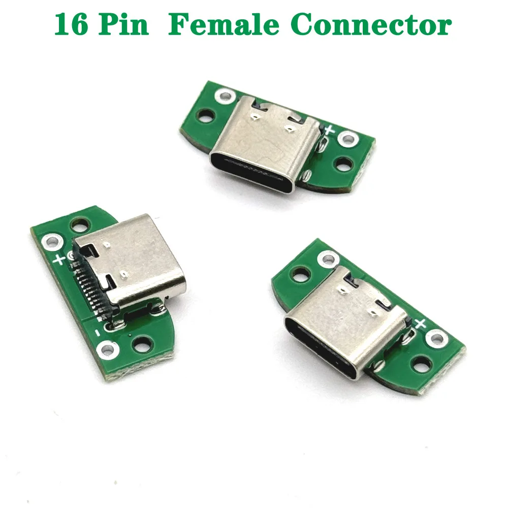 

2A 16 Pin USB 3.1 Connector Type-C Micro Welding Wire Female Waterproof Female Socket High Current Fast Charging port