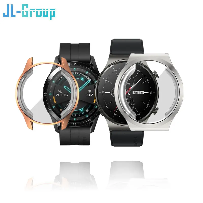 Tpu caso para huawei relógio gt 2 3 42mm 46mm protetor de tela assista gt2 gt 2e pro proteção completa capa para carros huawei acessórios