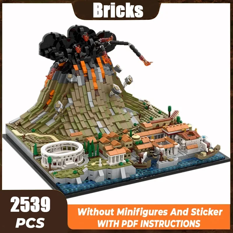 

Moc строительные кирпичи, модель с видом на улицу, Vesuvius Pompeii Volcano, технология, модульные блоки, подарки, игрушки для детей, наборы для самостоятельной сборки, сборка