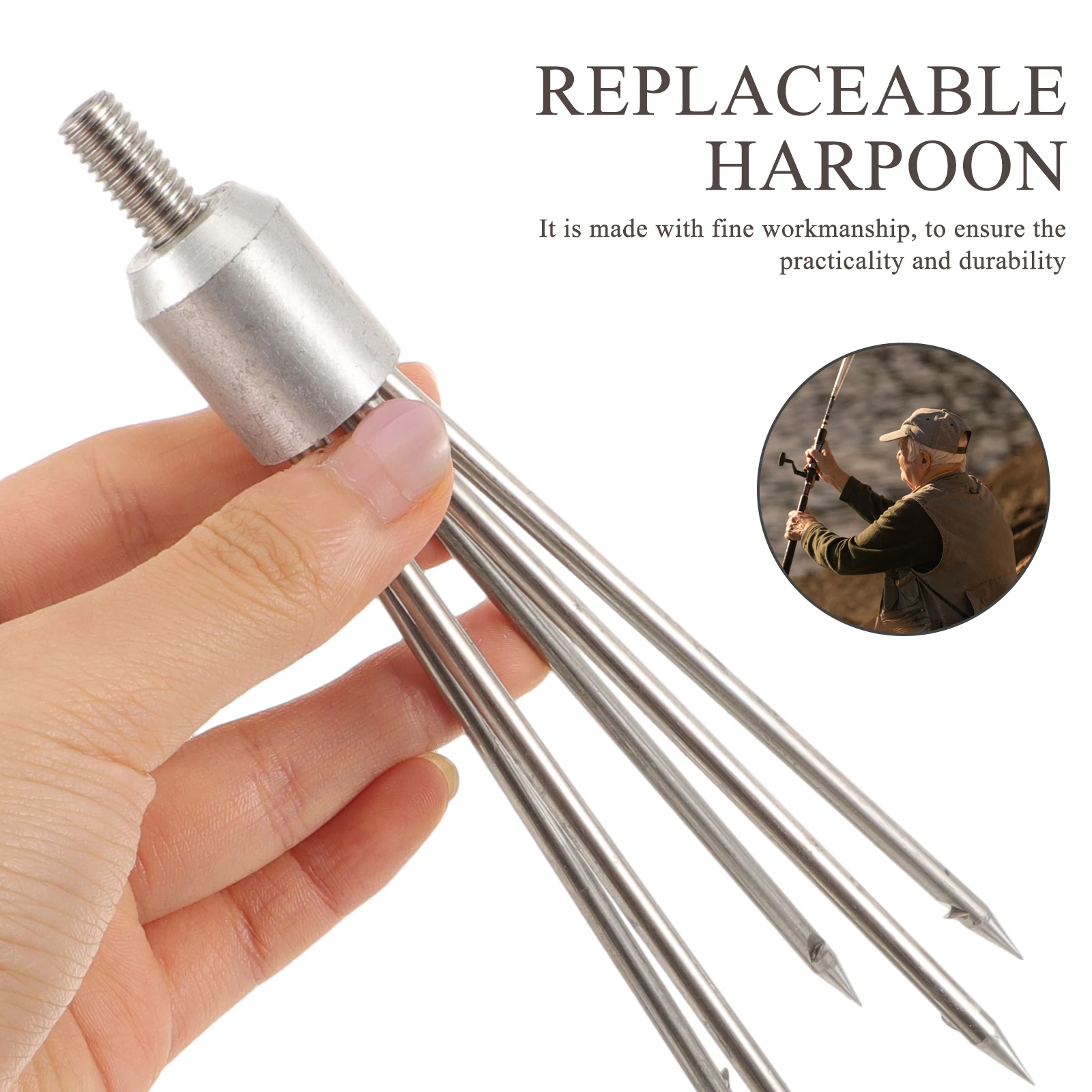 

1Pcs Comfortable Handle Stainless Steel Fishing Barbs MultiPurpose Spear Prongs Tool For Fishing Enthusiasts