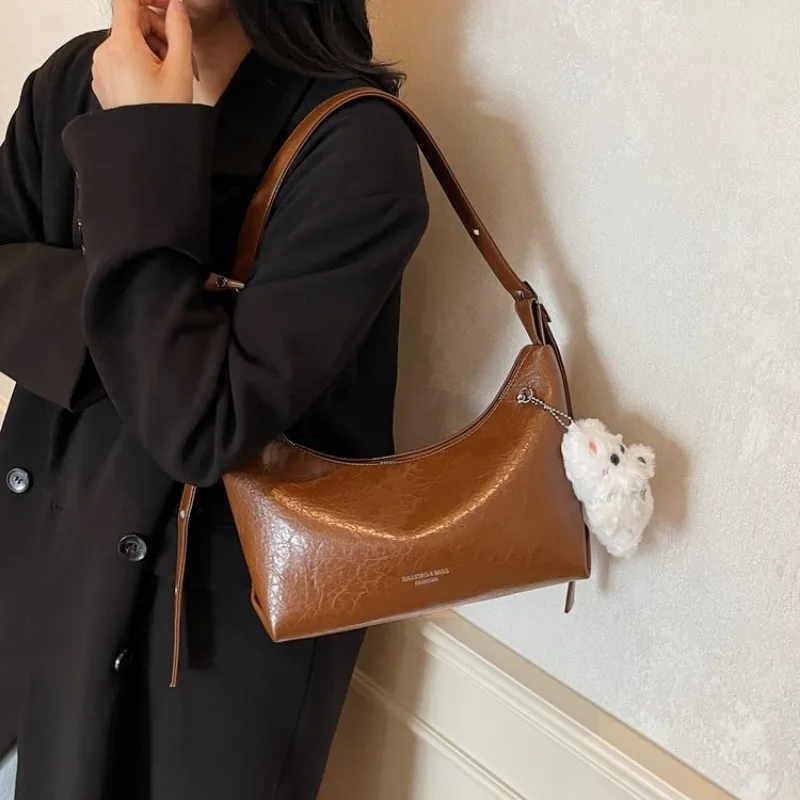 

Premium Texture Leather Hand Bag High End Paris Classic Vintage Design Casual Simple Crossbody Tote Bag Trendy Fashion Ladies