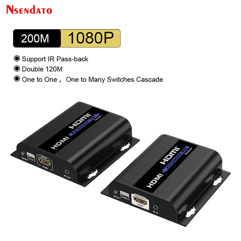 LKV383 V5.0 1080p@60Hz 120M HDM Extender over IP Cat 5/5E/6 Ethernet Switch HDMI Video Transmitter and Receiver Kit for PC TV