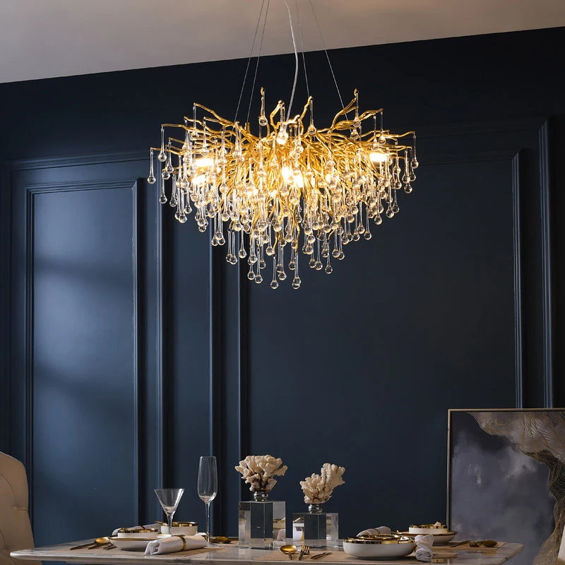 European quality Retro drop Crystal Chandeliers Height adjustable Ceiling luminaire lustre Suitable for Hotel lobby decoration