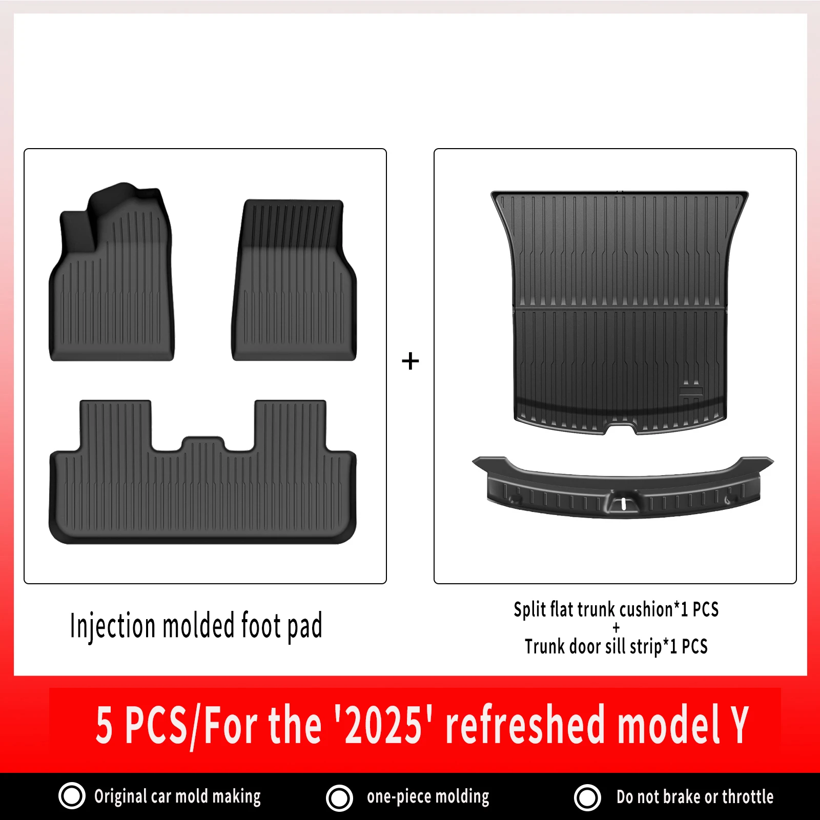 Voor nieuwe Tesla Model Y Launch 2025+ Juniper 2025+ TPE-vloermatten en ladingvoering, kofferbakmatten voor alle weersomstandigheden Vloervoering Rugleuningmatten