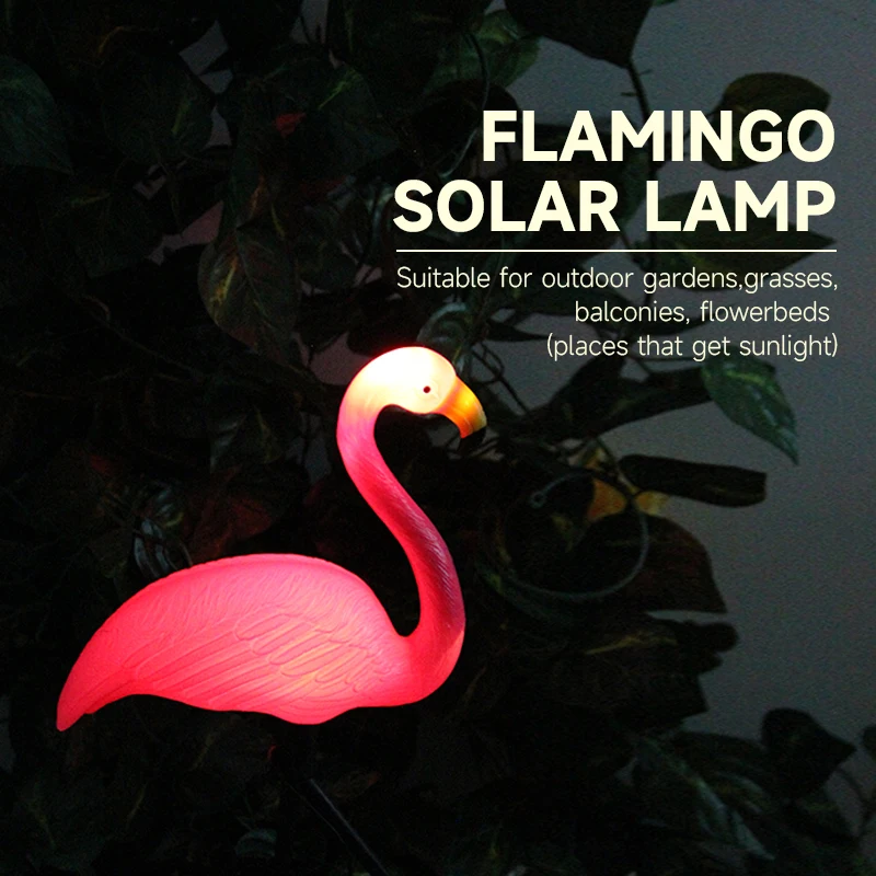 Pink Flamingo Solar Garden Light Outdoor Courtyard Decoration Lantern Standing Lawn Decor Light Waterproof Landscape Yard Light