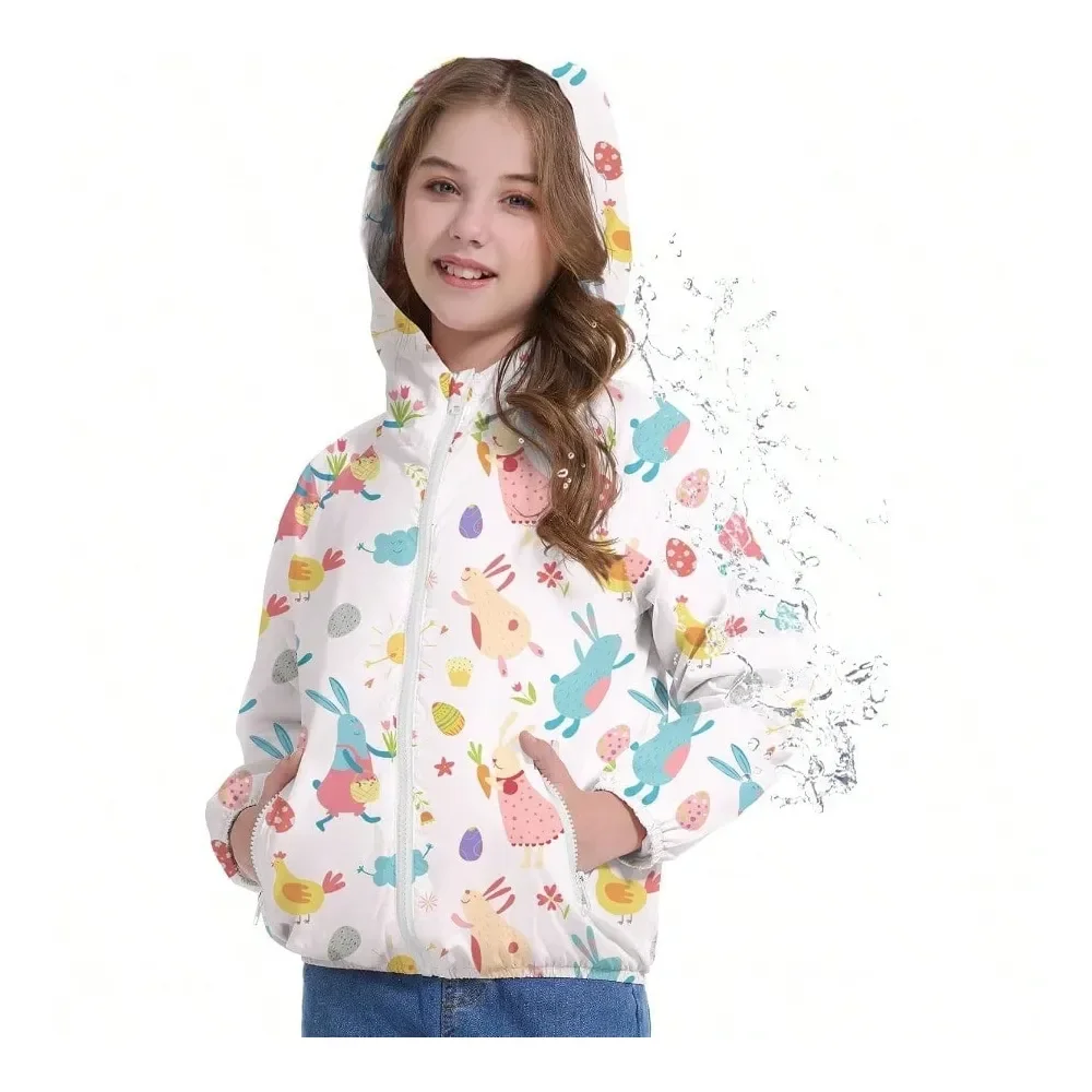 

Lightweight Girls Rain Jacket Hooded Windbreaker WaterResistant Girls Outerwear Jackets And Coats For 410Y