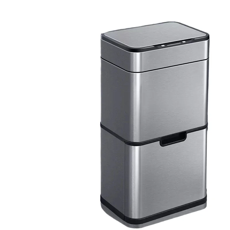 Double-Layered Stainless Steel Trash Can, Large Capacity, Separate Compartments for Sorting, Ideal Use, Perfect for Kitchen