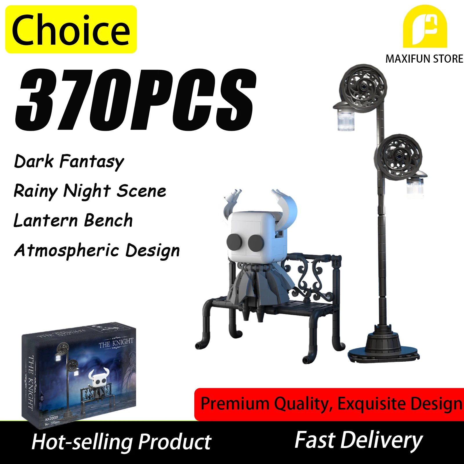 

370 шт. полый рыцарь, темная сцена, светящиеся строительные блоки, совместимые с Lego, сделай сам, сборка, декоративный дисплей, подарок на Хэллоуин для детей