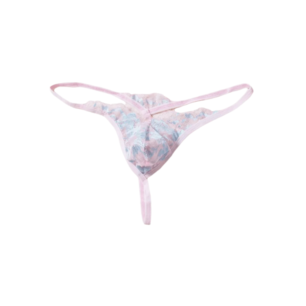 

Low Waist Men's Lace Thong Underwear Bulge Pouch Mesh Sheer Panties Lingerie Transparent T-back Briefs Men Special Occasion