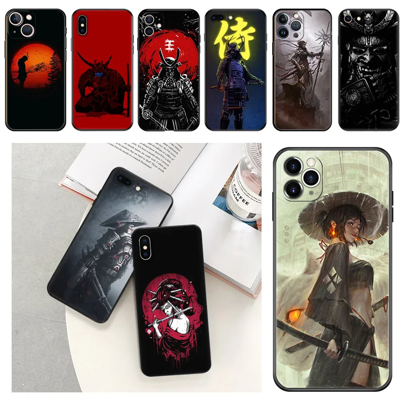 Phone Case For iphone 16Plus XR XSMax 15 14 13 12 11 16 Pro Max Mini 7 8 Plus 15Pro Cool The Samurai Black Soft Protective Cover