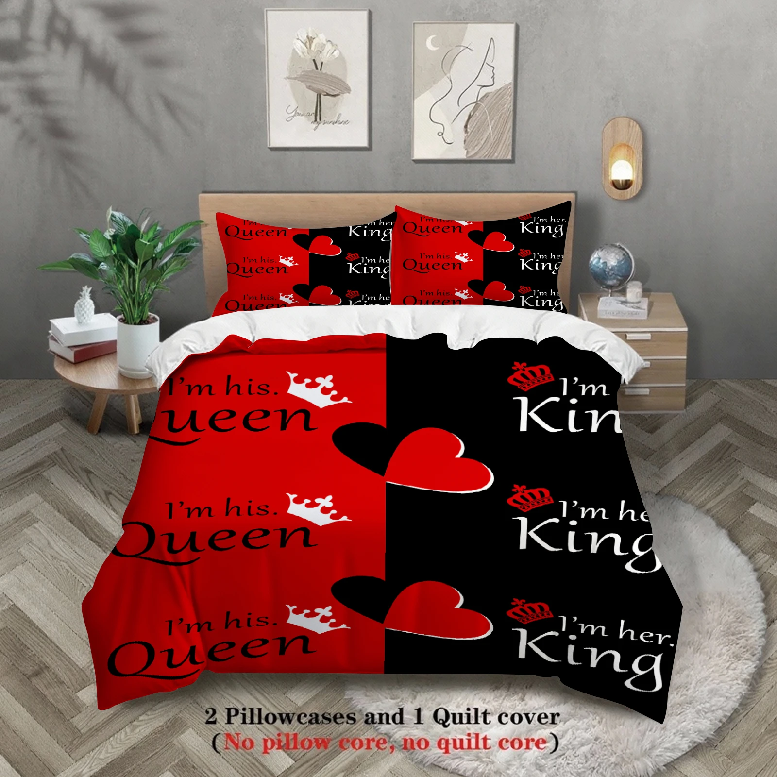Valentine's Day Duvet Cover Set (No Filling) Soft Bedding Set Twin Full Size Wedding Anniversary Gift For Couple Bedroom Decor