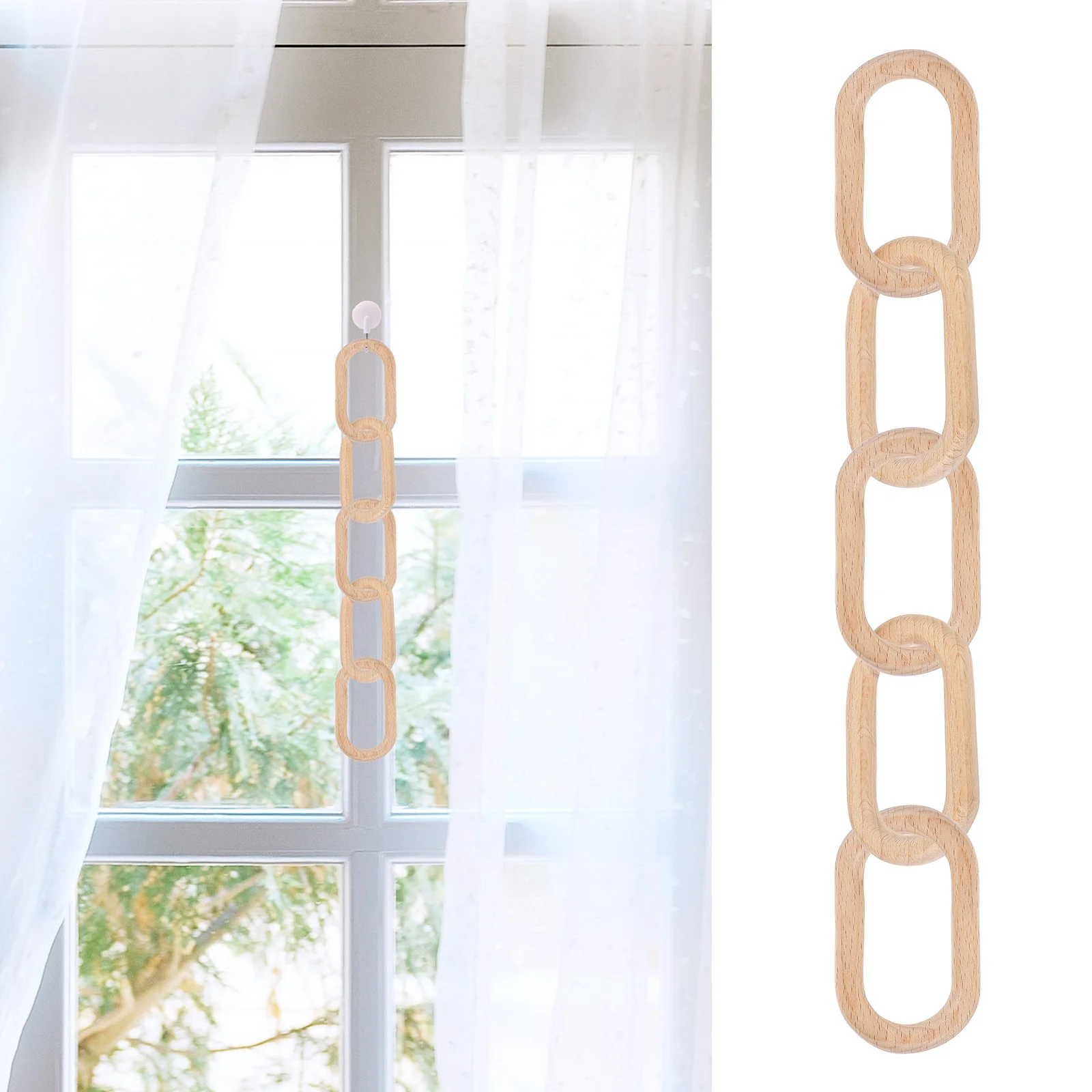 

1Pcs Bohemian Style Wood Chain Pendant Simple Home Wall Hanging Decor Wooden Pendant Boho Hanging Ornament Wall Art Decor