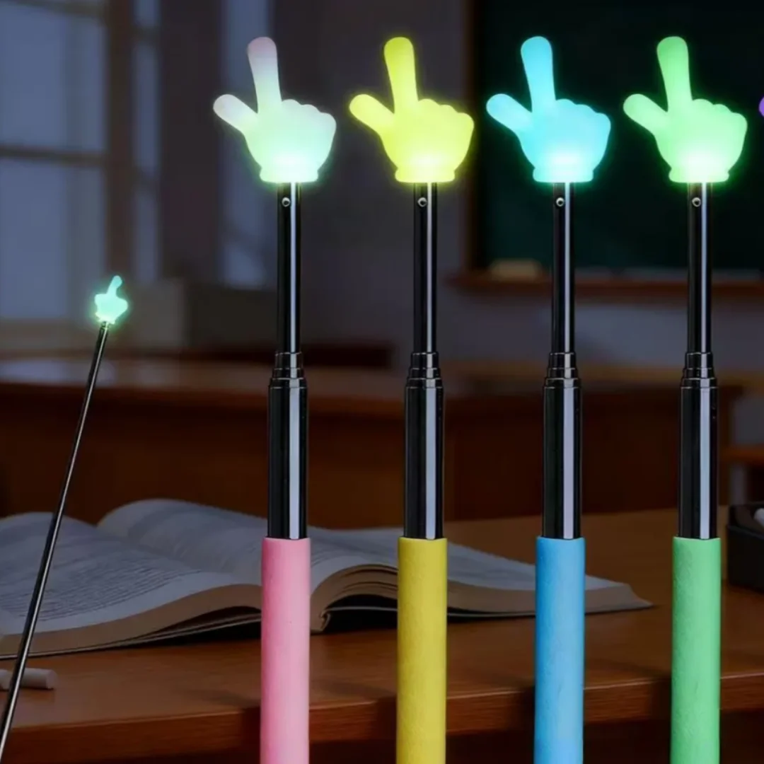 1 Piece of Luminous Telescopic Finger Reading Stick with Random Color, Luminous Finger Stick for Night Reading, Teacher's Guide Stick for Home Use, Teaching Stick, Finger Reading Stick, School Office Supplies