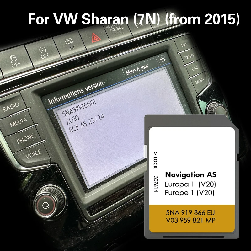 for VW Sharan 7N from 2015 Update AS V20 Map GPS System Navigation SD 32GB Card