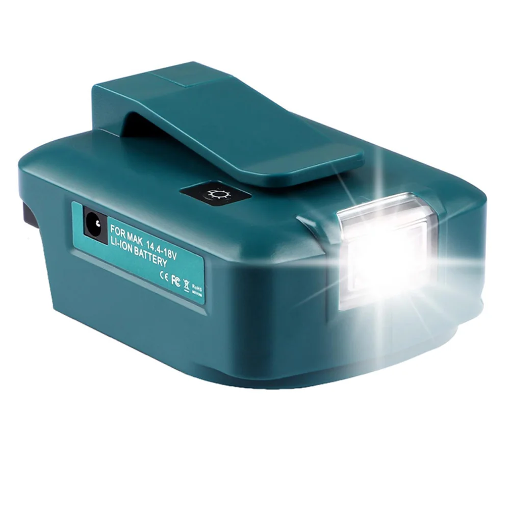 

LED For Makita 14.4V/18V Li-ion Battery Dual USB Adapter With 300Lumen LED Work Light Flashlight for Makita BL1830 BL1430