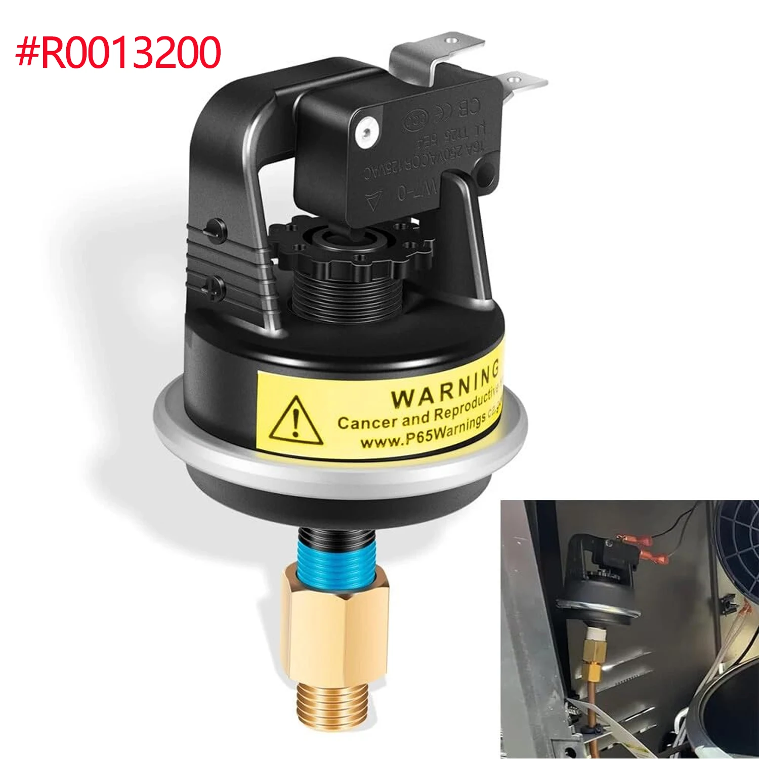 R0013200 Переключатель давления воздуха для бассейна на 2 фунта на квадратный дюйм для Jandy Zodiac Laars Teledyne, Hot Shot 100, Legacy LRZE, LRZM, LXi Low Nox