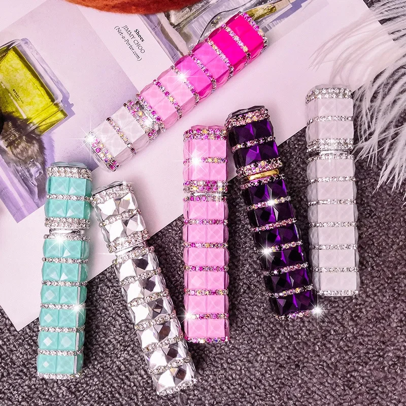 Diamond mounted perfume sub bottled portable water drill perfume bottle empty bottle portable high-end fine mist spray bottle