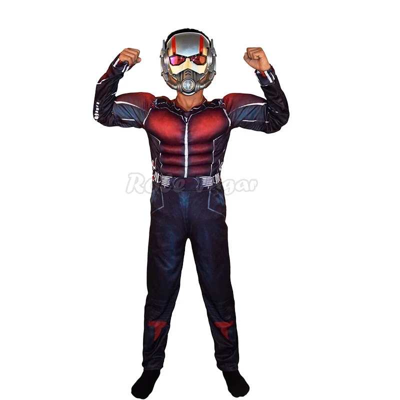 2025 nuevo disfraz de Cosplay de Ant Man 3 para niños, traje con máscara de superhéroe mejorado, mono de héroe musculoso, vestido de fiesta de cumpleaños, HalloweenX160