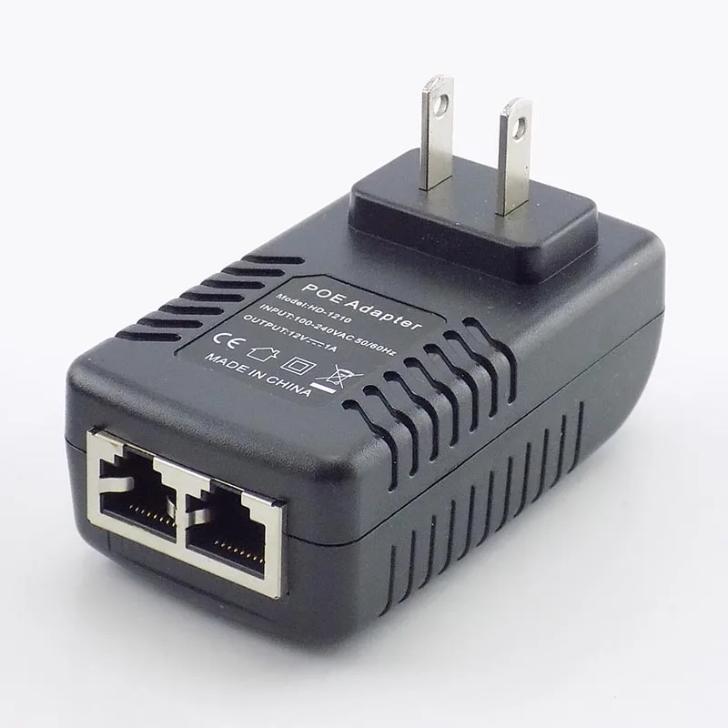 Wtryskiwacz POE 12V 1A Wtyczka ścienna Przełącznik POE Adapter zasilania Bezprzewodowy adapter Ethernet do kamery IP CCTV Wtyczka US/EU L19