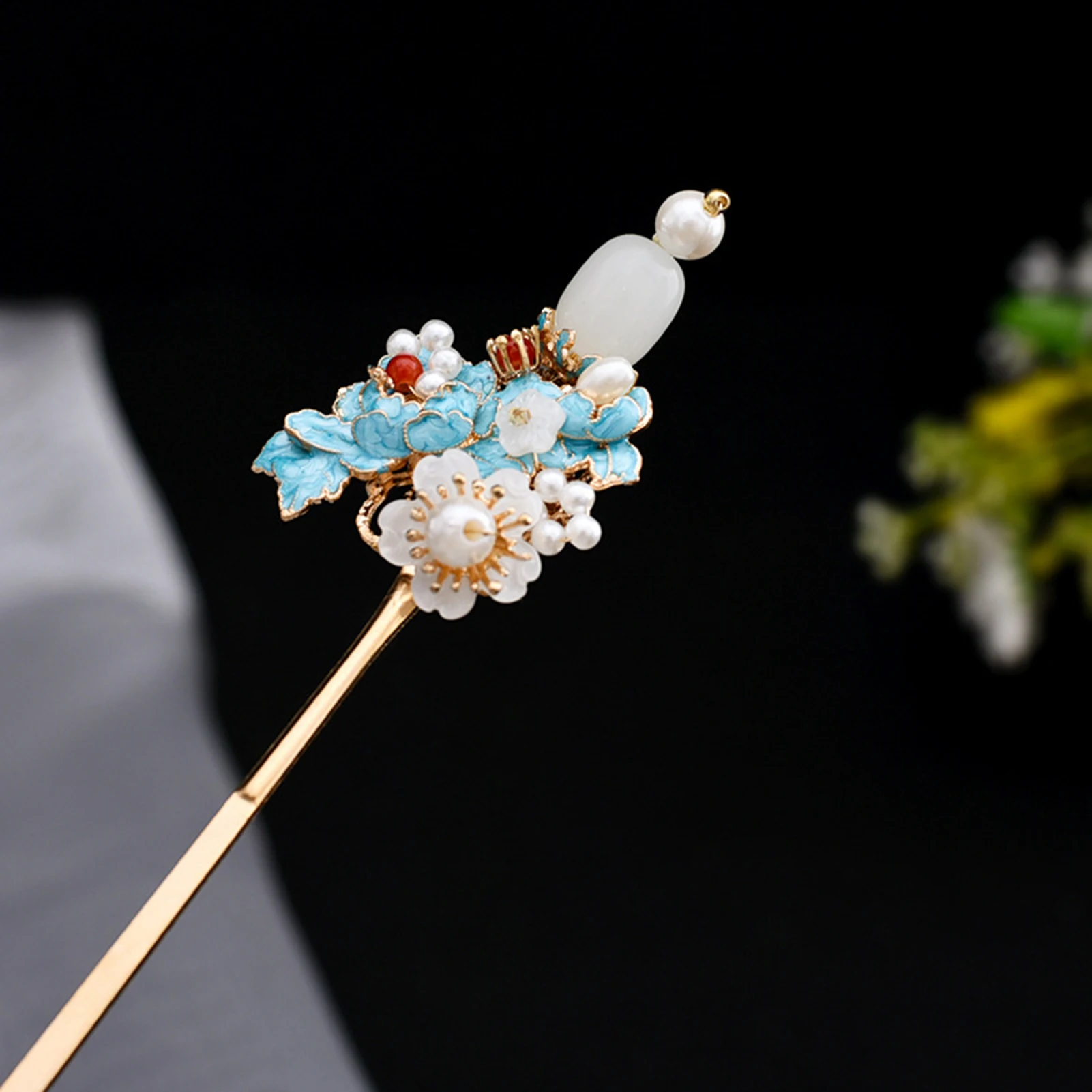 Hanfu Matching Tassel Hairpin Flower Decor Beads Tassel Hair Chopstick for Friends Girlfriend Wife Novel Gift