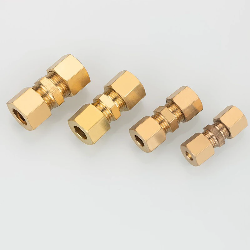 Full copper double head card sleeve straight through thickened variable diameter straight through copper pipe joint 3 4 5 6 8MM