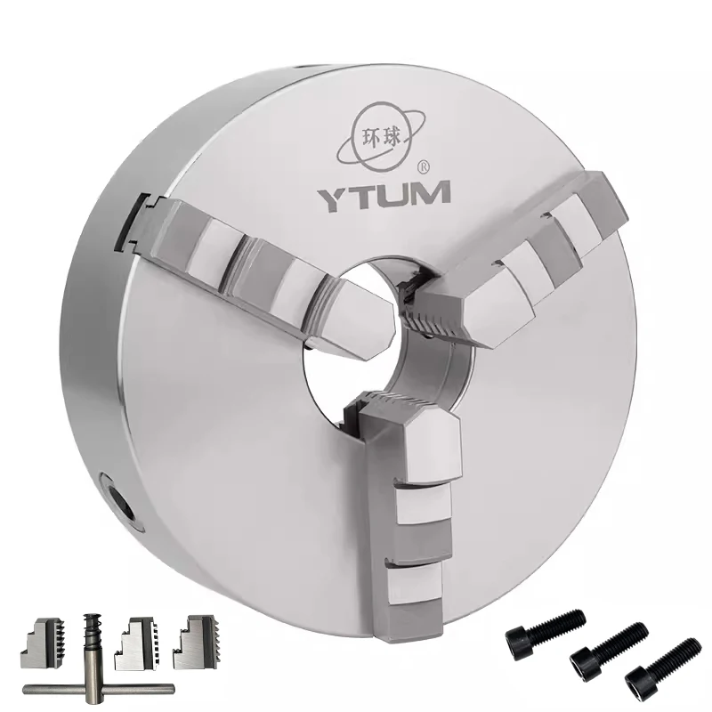 YTUM Brand 125mm Lathe Chuck High Precision 3 Jaw Self-Centering Lathe Chuck K11-125 Metal Lathe Chuck Manual Scroll Chuck