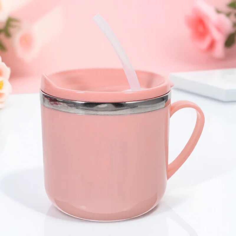 

Stainless Steel Children's Straw Cup Toddler Baby Cups Water with Silica Gel Kid Sippy Newborn Spill Proof Tumbler