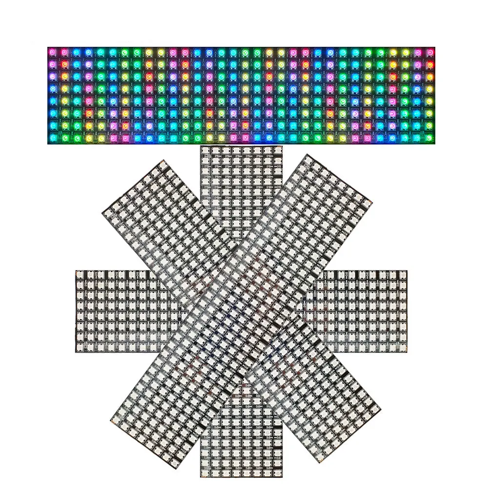 WS2812B Individuell adressierbare digitale flexible Panel-Leuchte WS2812 IC RGB LED 8x8 16x16 8x32 Pixel Modul Matrix Bildschirm DC5V