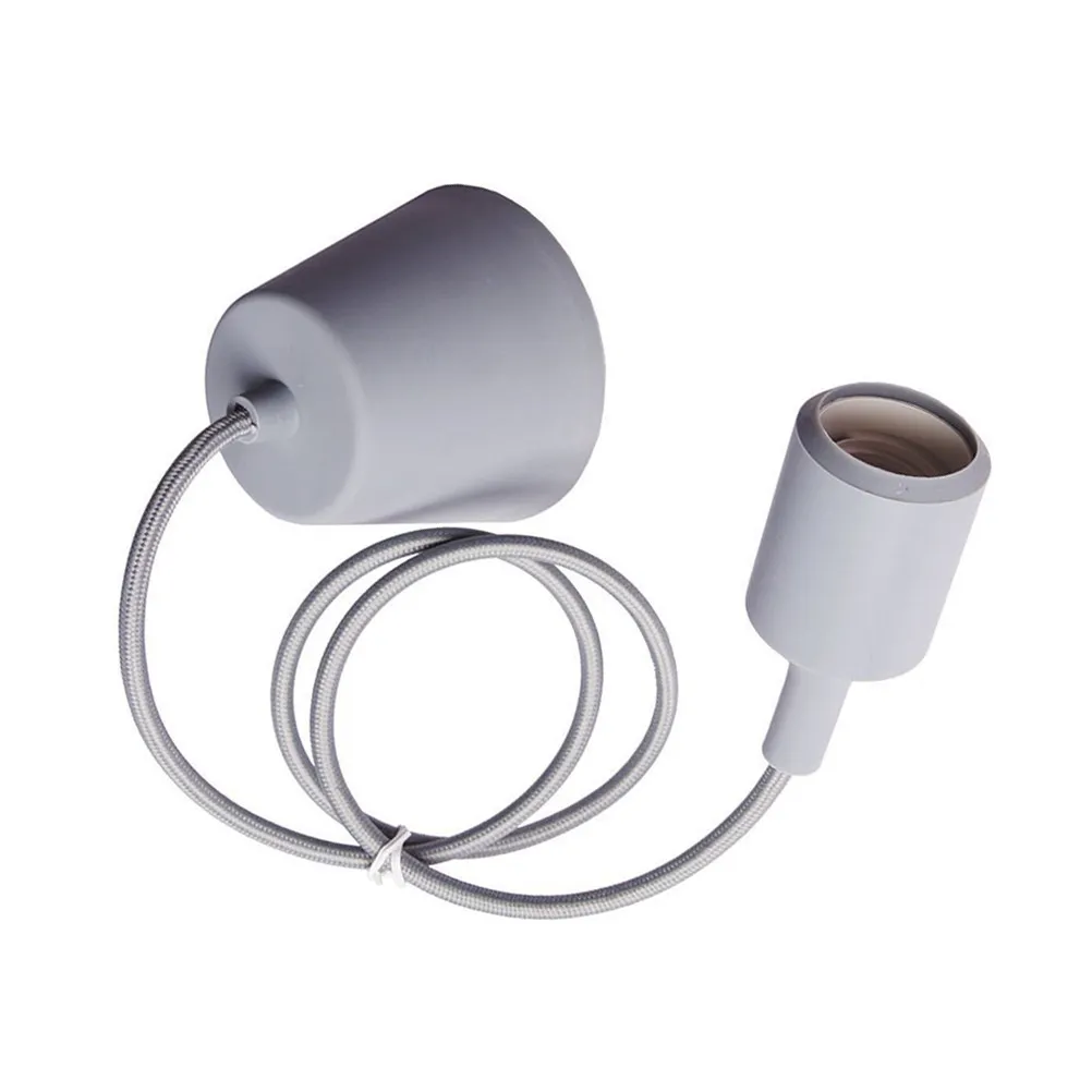 

Светодиодный светильник-держатель E27, силиконовый, подвесной, серый, круглое основание, винтовые клеммы, безопасный держатель лампы 36В для коридора