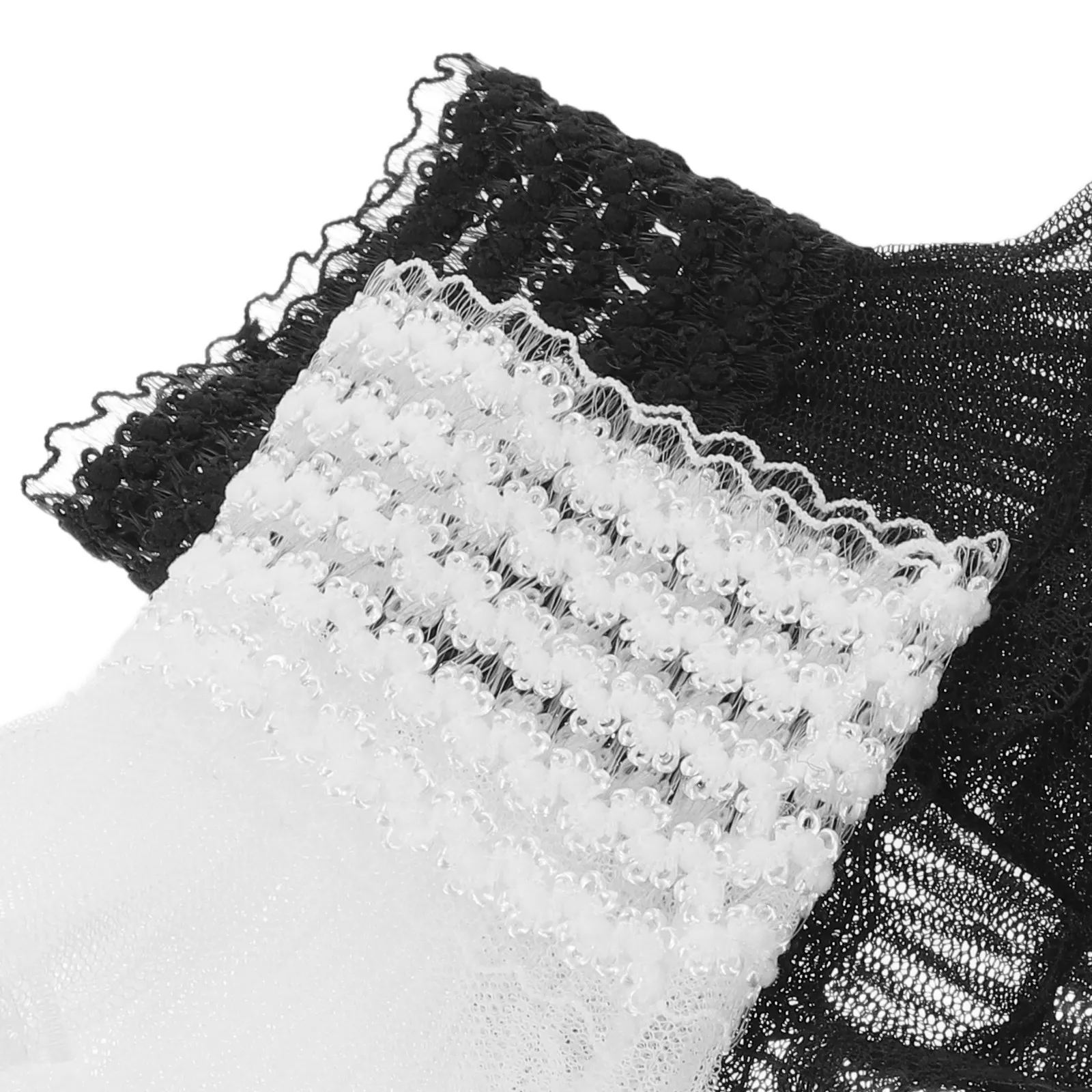 2Pair Women's Decorative Lace Cuffs Detachable Flared Sleeve Extensions Bell Sleeve Layered Tulle Mesh Wrist Warmers Faux