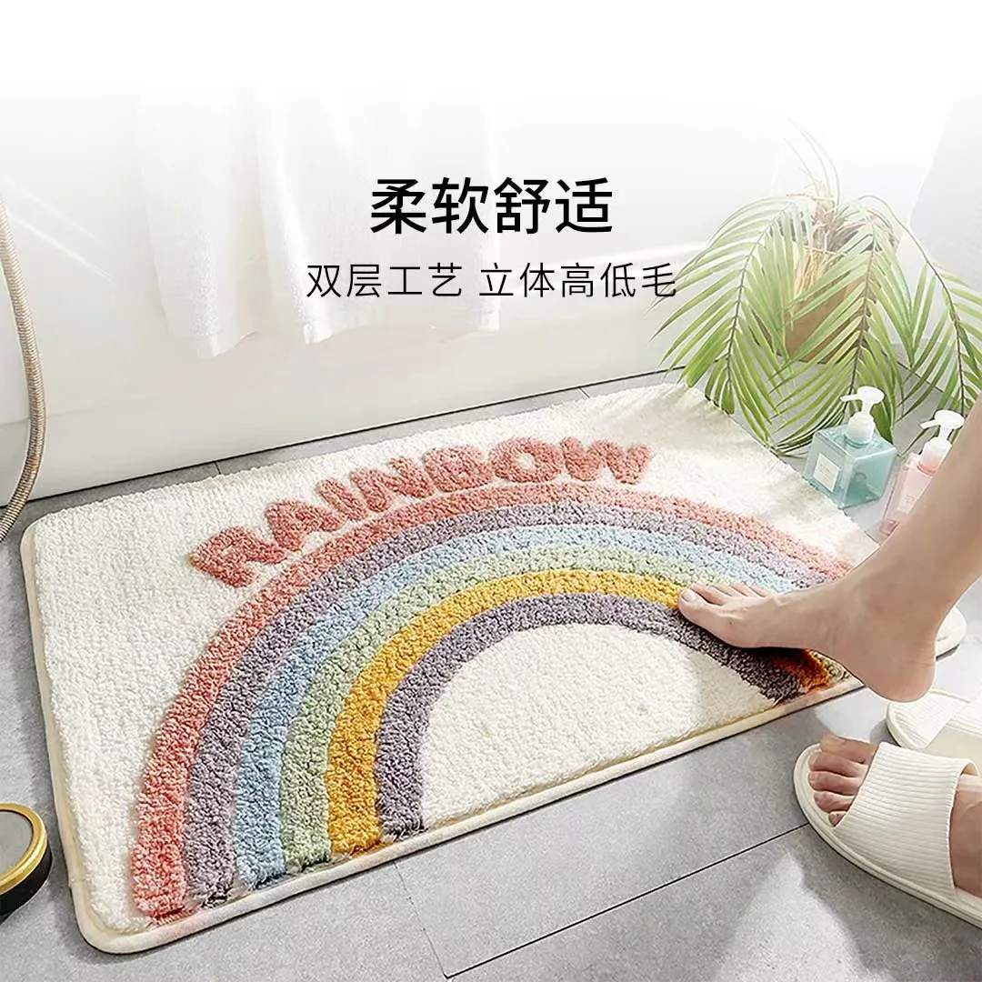Xiaomi หนาห้องน้ำดูดซับพรมพรม Rainbow ลื่นเท้าที่ประตูห้องครัวประตูครัวเรือน mat