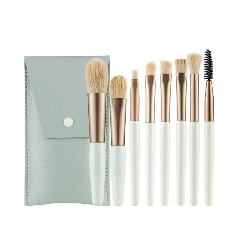 Kit 8 Pincel De Maquiagem Acessórios Para Base Corretivo Blush Contorno Sobrancelha Eyeshadow Beleza