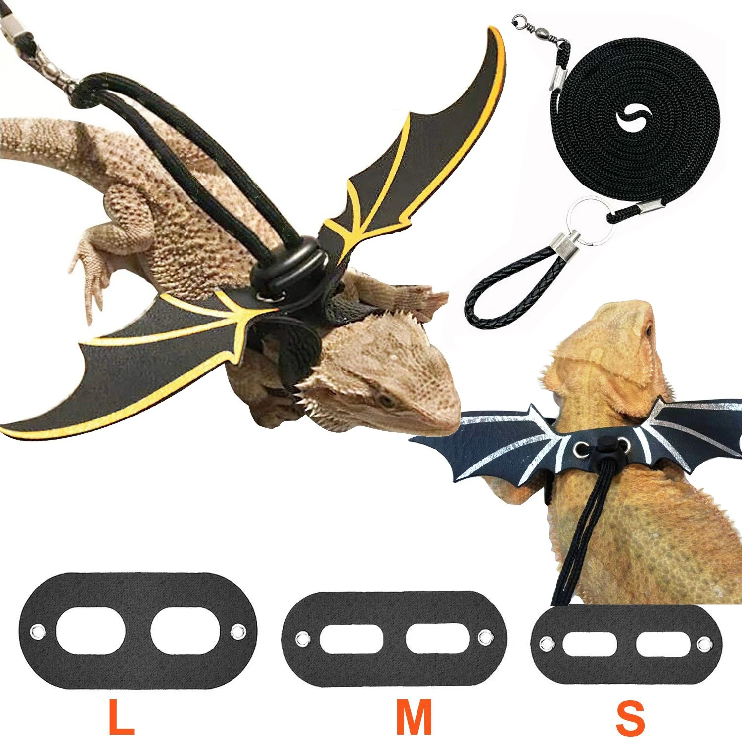 Small Pet Lizard Leash, Reptile Walking Harness, with Small Wings Colorful Wing Walking Rope, 1PC