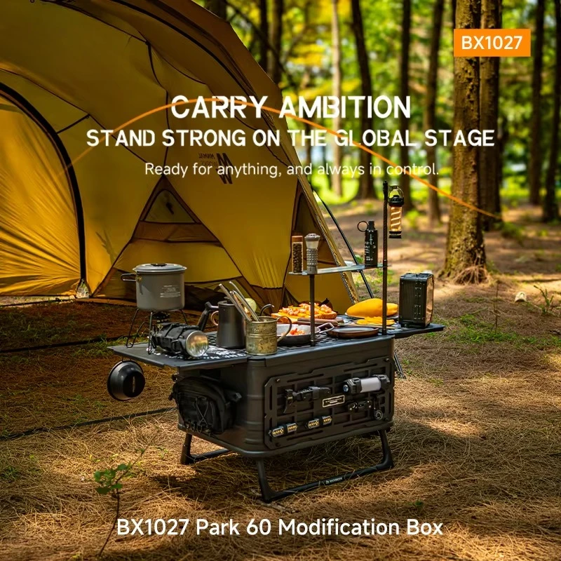 Heavy Duty C62 Aluminum Foldable Table Box Impact Resistant Collapsible Storage Bin for Outdoor Camping Travel and Kitchen Use