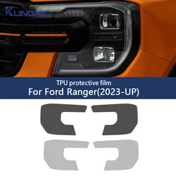 Smoke Black Headlight for Ford Ranger 2023 2024 T9 Wildtrak Raptor Car Protective Film Transparent TPU Sticker Accessory 2 Pcs